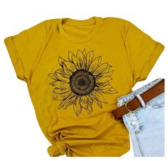 PRICES MAY VARY. Material: Cotton Blend,Soft and Comfortable Feature: Letter Print Shirt, Cute Sunflower Print Tops,Short Sleeve Round Neck Tee Shirts,Casual Tee Sunflower Shirt Women Funny Flower Graphic Short Sleeve Shirt Tops Perfect for Casual, Street, Office, Home, School, Daily Wear,And So On Package Include: 1* Women Sunflower T Shirt Short Sleeve Tops Blouse Sunflower Tee Shirts Summer Graphic Tee Shirts for Women Graphic Tee Shirt Letter Print Tee Shirts with Sayings Sunflower Shirt, Cute Graphic Tees, Funny Tee Shirts, Printed Sleeveless Top, Shopping Ideas, T Shirt For Women, Shirt For Women, Graphic Tee Shirts, Casual Girl