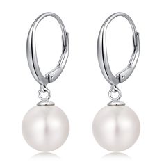 PRICES MAY VARY. ❤.【Material】Pearl Diameter:10mm, White Pearl Earrings. Height:25mm; 925 STERLING SILVER EARRINGS - Pearl Drop Earrings, Pearl Earrings, Pearl Earrings Women 925 Sterling Silver, Freshwater Pearl Earrings. ❤.【Top Quality】Made by 925 Sterling Silver, 18K White Gold Plated. Hypoallergenic Pearl Earrings Nickel Free, Perfect Choice for Sensitive Ears. Comer with Gift Box.Ideal Gift Choice for Women. ❤.【AAA Pearl】Fancy Dangle Pearl Earrings 925 Silver Pearl Drop Earrings for Women, L White Gold Pearl Earrings, Pearl Silver Earrings, Silver Pearl Drop Earrings, Pearl Diamond Earrings, Drop Earrings Pearl, Diamond Earrings For Women, Silver Pearl Earrings, White Pearl Earring, Pearl And Diamond Earrings