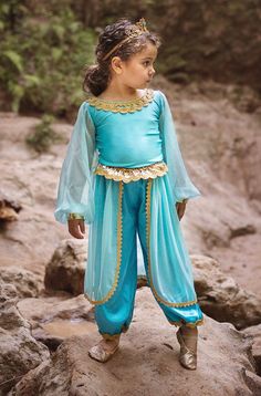 Princess Jasmine Inspired Girl's Costume Blue Genie Jasmine Costume Kids, Arabian Princess Costume, Genie Costume, Aladdin Costume, Princess Jasmine Costume, Arabian Princess, Jasmine Birthday, Dresses Birthday, Girls Costumes