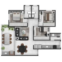 two bedroom apartment floor plan with living room, dining area and kitchen in the middle