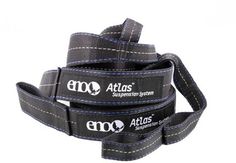 three black straps with white stitching on each side and an emo logo on the back