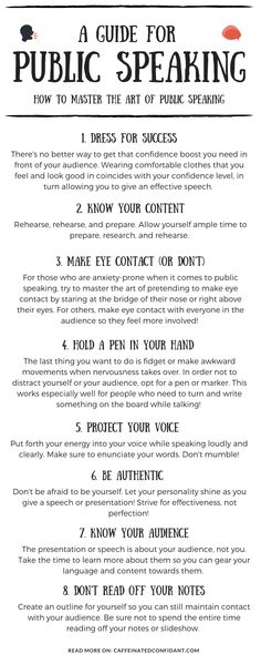 a guide for public speaking with instructions