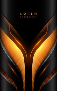 an abstract black and orange background with metallic lines in the center, on a dark background