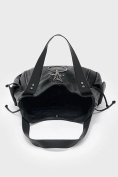 PRINCE OF BEASTS BAG.- Textured PU bag.- Baphomet hardware detail.- Fully lined.- Inner pockets.- Front + back outer pockets.- Adjustable, detachable straps.- Magnetic closure clasp.- Width 30cm / 11.8".- Height 34cm / 13.4".- Depth 12cm / 4.7".With KILLSTAR branding, Main Fabric: 100% Polyurethane, Lining: 100% Polyester.Wipe clean with a damp cloth only. Imported. Alternative Style Satchel Shoulder Bag, Punk Rectangular Bag With Adjustable Strap, Punk Shoulder Bag For Alternative Fashion, Gothic Black Bags With Metal Hardware, Alternative Style Rectangular Bags For Daily Use, Alternative Style Rectangular Bag For Daily Use, Edgy Shoulder Bag With Adjustable Strap For Alternative Fashion, Gothic Shoulder Bag For Everyday Use, Black Punk Bag With Detachable Strap