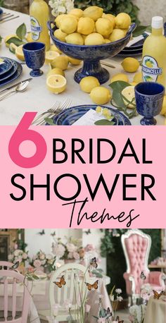 Collage of various bridal shower themes, showcasing decor ideas, invitations, and table setups for different bridal shower styles. Bridal Shower Ideas Themed The Bride, Fun Wedding Shower Ideas, Mixed Bridal Shower Ideas, 1940s Bridal Shower Theme, Come And Go Bridal Shower Ideas, Garden Wedding Shower Theme, Bohemian Wedding Shower Ideas, Ideas For A Bridal Shower Party, Wedding Shower Ideas Decorations Elegant