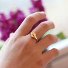 Signet RingInitial Ring-Personalized RingCustomized | Etsy Rings With Letters, Birthday Gift Letter, Engagement Letter, Gift Letter, Gold Finger Rings, Engagement Rings Couple, Cary Nc, Mens Gold Rings, Letter Ring