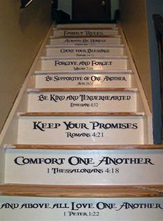 a set of stairs with the words and numbers on them