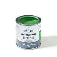 an open can of chalk paint on a white background