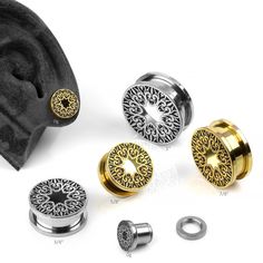 Spring Nimbus Eyelets Silver Plug Earrings With Intricate Design, Single Hoop Metal Plug Earring, Silver Gold-plated Pierced Plug Earrings, Cool Plugs And Tunnels, Spiral Plugs Ear Gauges, Stretched Lobes, Looking For Something, New Jewelry, Spring Collection