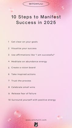 the ten steps to manifest success in 2055 with text overlaying it