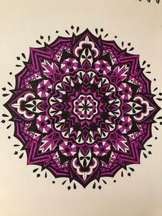 a drawing of a purple and black flower