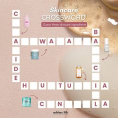 a crossword puzzle with skin care products