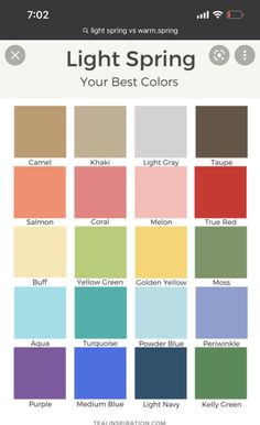 the color chart for light spring