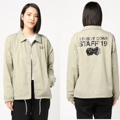 Stussy Corp Staff 19 Dice Coach Jacket Nylon Shell Khaki - Small A Classic Coach Jacket With Printed Logo. Measurements (Laid Flat) Pit To Pit: 19.5” Length: 26.5” Material: 100% Nylon Lining: 100% Polyester In Excellent Pre-Owned Condition. No Rips, Stains Or Signs Of Wear. Outdoor, Street, 90s, Relaxed, Jacket, Outerwear, Fall, Unisex, D61 Coach Jacket, Jackets For Women, Jackets & Coats, Signs, Women Shopping, How To Wear