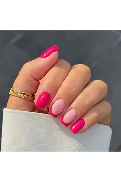 French Tip Press on Nails Short Fake Nails Rose Pink Nail Tips Acrylic Nails Full Cover Square Shaped False Nails with Designs Glossy Stick on Nails for Women Girls Manicure Tips Decorations, 24Pcs Rose Pink Nails, Fake Nails White, Pink French Nails, French Tip Press On Nails, Nail Tip Designs, Short Fake Nails, Press On Nails Short, Red Acrylic Nails, Colorful Nails