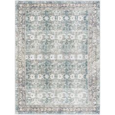 an area rug with blue and white colors