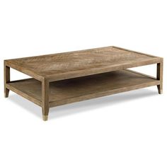 the coffee table is made from wood and has an open shelf on one side, with two