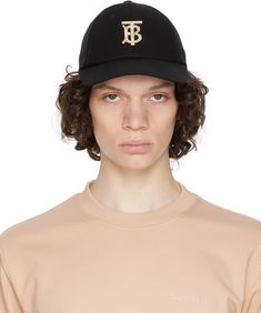 Cotton twill cap in black. Crystal-cut logo plaque at face. · Curved brim · Embroidered eyelets at crown · Cinch fastening at back face · Grosgrain browband · Logo-engraved silver-tone hardware Supplier color: Black Burberry Monogram, Burberry Black, Silver Engraving, Cotton Twill, Apparel Accessories, Accessories Hats, Burberry, Silver Tone, Mens Accessories