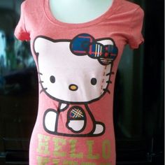 Hello Kitty Sanrio T-Shirt Top 90% Cotton 10% Polyester Small Size #Sanrio Tee T-Shirt Crewneck Short Sleeve Top Collection Collector Collectables Sanrio T Shirt, Hello Kitty T Shirt, Kitty Clothes, Hello Kitty Clothes, Cropped Tee Shirt, Hello Kitty Sanrio, Pink Hello Kitty, Boat Neck Tops, Yellow T Shirt