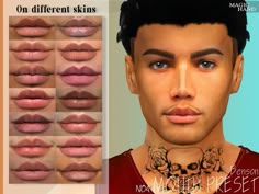 the male is wearing different lipstick shades