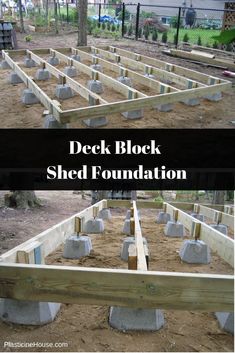 the back and front sides of a building with concrete blocks laid out on top of it