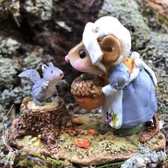 "It is autumn and Thanksgiving is finally here. Our little Wee Forest Folk mouse named Abigail loves to share the season's bounty with her wee friend, who is delighted to have something special to squirrel away! A sweet addition to an autumn miniature display or your Thanksgiving day centerpiece. Comes in a Wee Forest Folk box for gifting and storage. Sculpted by Donna Petersen. Approximate dimensions: 1.5\" x 2\". Every Wee Forest Folk figurine is hand-painted and made in the USA.   Condition: New ----------------------------------------------------------------------------- Wee Forest Folk miniatures are fragile and have small parts. They are not a toy. Note: photo props not included." Acorn Decorations, Wee Forest Folk, Wedgewood Blue, Cottagecore Art, Funny Mouse, Miniature Display, Crochet Mouse, Forest Creatures, Cute Mouse