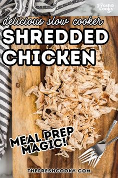 Make Slow Cooker Shredded Chicken that’s tender, juicy, and packed with flavor—all with just 5 minutes of prep! Let your crockpot do the heavy lifting while you focus on your busy day. Here's how to make Slow Cooker Shredded Chicken. This post also includes storing tips and more. Crockpot Chicken Recipes For Meal Prep, Seasoned Shredded Chicken Crockpot, Meal Prep Slow Cooker Chicken, Shredded Chicken In The Crockpot, Shredded Chicken Over Rice, How To Season Shredded Chicken, Crockpot Chicken For A Crowd, High Protein Crockpot Chicken, Gluten Free Shredded Chicken Recipes