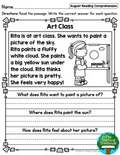 an art class worksheet for students to practice their writing skills and reading alouds