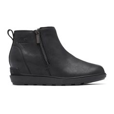 Sorel Evie II Zip Wedge Ankle Boot (Women) - Black Boots - Fashion - Wedge - The Heel Shoe Fitters Sorel Evie, Outdoor Slippers, Wedges Style, Wedge Ankle Boots, Sorel Womens, Black Boots Women, Wedge Boots, Kids Boots, Womens Boots Ankle