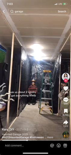 an image of a room being remodeled with scaffolding on the walls and ladders