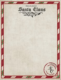 an old fashioned christmas letterhead with red and green striped trimmings on parchment paper