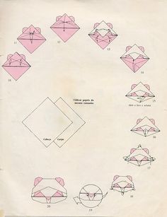 the diagram shows how to make an origami mouse