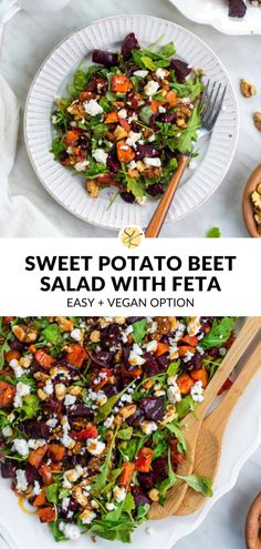 sweet potato beet salad with feta is an easy and healthy side dish recipe