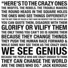 a black and white poster with the words we see genius