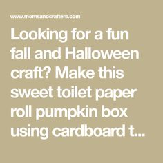 the words looking for a fun fall and halloween craft? make this sweet toilet paper roll pumpkin box using cardboard