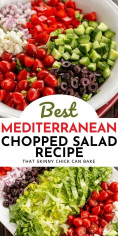 Mediterranean Chopped Salad, Easy Chopped Salad, Chopped Salad Recipe, Mediterranean Recipes Healthy, Mediterranean Diet Recipes Dinners, Printable Grocery List, Chopped Salad Recipes, Easy Mediterranean Diet Recipes