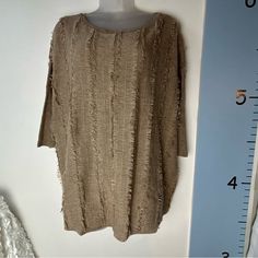 Ella Moss Tan Eyelash Cashmere Sweater Nwt Medium, Dollman Sleeves, 60% Wool, 35% Poly, 5% Cashmere, 28" Across Chest, 8" Sleeve, 27" Long Torso. Style Ee6412. Nwt $225.00. New With Tags. 7459-16 Spring Oversized Beige Knit Top, Oversized Beige Knit Top For Spring, Chic Tops With Frayed Hem For Fall, Casual Spring Sweater With Frayed Hem, Oversized Beige Blouse For Fall, Oversized Neutral Blouse For Fall, Casual Sweater With Frayed Hem For Spring, Fall Knit Tops With Fringe, Beige Crew Neck Blouse For Fall