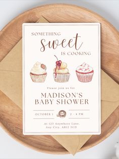 Baby Shower Invitation Template, Neutral Watercolour Rustic Cupcake Design Bakery Baby Shower Theme, Combined Baby Shower Ideas, Baking Baby Shower Theme, Gender Neutral Shower Ideas, Watercolour Cupcake, Gender Neutral Baby Shower Ideas Theme, April Baby Shower Ideas, Neutral Shower Ideas