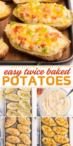 These Easy Twice Baked Potatoes are the perfect side dish to impress! This potato side recipe features russet potatoes, sour cream, bacon, and Monterey Jack cheese in every bacon filled bite. Enjoy this comfort food and make it tonight!