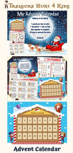 a calendar with santa claus on it and the words,'my advent calendar '