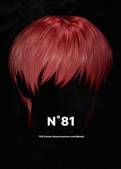 the back of a red wig with black background and text that reads n81