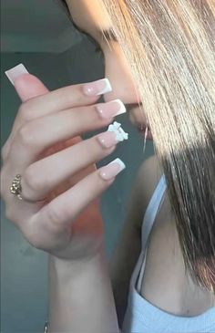 Latina Nails Short Square, Pfps Icons, Hard Nails, Baddie Nails, White Acrylic Nails, Really Cute Nails