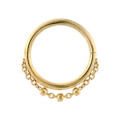 Trio Bead Seam Ring Yellow Gold Round Ball Chain Jewelry, Adjustable Chain 14k Gold Ring, 14k Gold Beaded Chain Jewelry, 14k Gold Jewelry With Beaded Chain, Yellow Gold Chain Ring With Adjustable Chain, Classic Round Beaded Chain Jewelry, Hinged Ring, Red Sapphire, The Chain