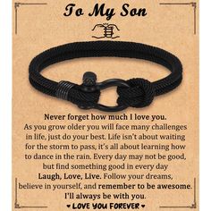 a black rope bracelet with an i love you poem on it