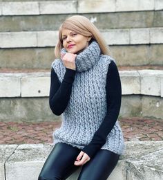 "a beautiful Knit vest, sleeveless sweater, wool and mohair vest 100% hand knit 100% luxury Sweater 100% pure wool Some clothes have soul ! ❤️ This lovely and warm sweater is hand knitted in combination by 100% pure wool yarn and Luxury Mohair🧶 The yarn is the best quality - soft, warm and lux. When you are choosing the colour in our wool colour listing, we will find the best suitable colour in mohair yarn to make a perfect combination 🧶 If you want to feel soft, warm and cosy you are at the r Wool Vest Women, Mohair Vest, Luxury Sweater, Sweater Sleeveless, Sweater Turtleneck, Blue Knit Sweater, Mohair Yarn, Sweater Wool, Vest Women