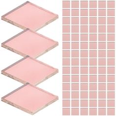 three pink squares are arranged in the shape of rectangles on top of each other