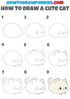 how to draw a cute cat step by step drawing instructions for kids and beginners