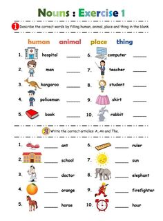 worksheet for children to learn english with pictures and words in the form of animals