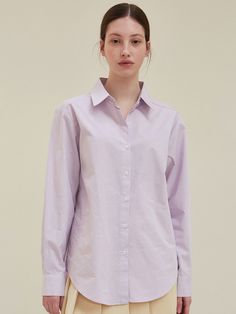 Editor's NotesThis product is a pastel collar shirt featuring soft colorways. It is made from a premium cotton material that provides a solid and smooth texture and is comfortable with a relaxed oversized fit and suitable for a variety of bottoms. - Pastel collar shirt- Soft colorways- Premium cotton material - Relaxed oversized fit Measurements(in.)Size: One Size(XS-M)- Shoulder: 17.32in.- Chest: 20.86in.- Sleeve: 22.83in.- Total Length: 27.95in. *Model info: Height 5' 54, Wearing a size One Composition & Care- Fabric: 100% Cotton- Dry Clean Designer- by YAN13 Pastel Long Sleeve Cotton Tops, Oversized Lavender Cotton Top, Purple Cotton Shirt With Spread Collar, Purple Cotton Blouse With Relaxed Fit, Lavender Long Sleeve Cotton Top, Purple Relaxed Fit Collared Shirt, Relaxed Fit Lavender Cotton Shirt, Casual Long Sleeve Lavender Shirt, Purple Cotton Classic Style Tops