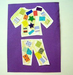 a child's paper cut out to look like a shirt and pants